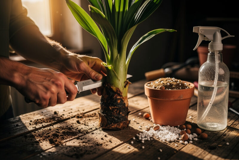 Comment couper le tronc d'un yucca pourri pour le sauver ?