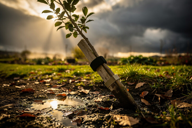Comment redresser un jeune arbre penché par le vent
