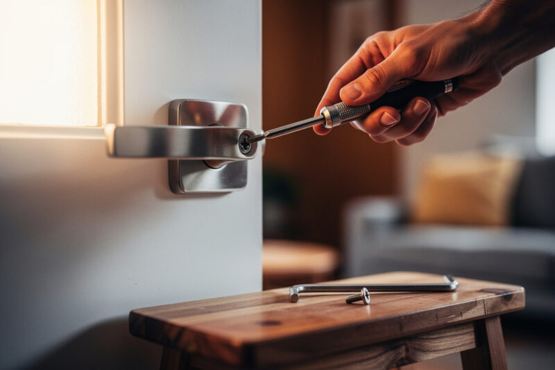 Poignée de porte intérieure qui a du jeu : comment la réparer ?